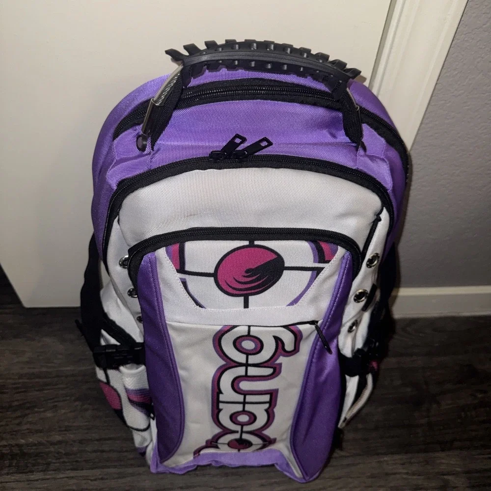 Bang Energy Drink Laptop Utility Backpack Purple White Black Tech Gym School Bag